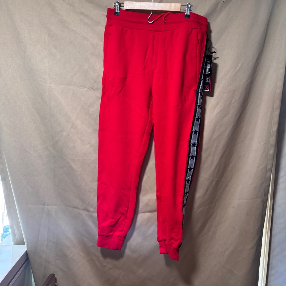 K.R.E.A.M Sweat Pants Women's Large Red Drawstring Pockets Stretch Waist
